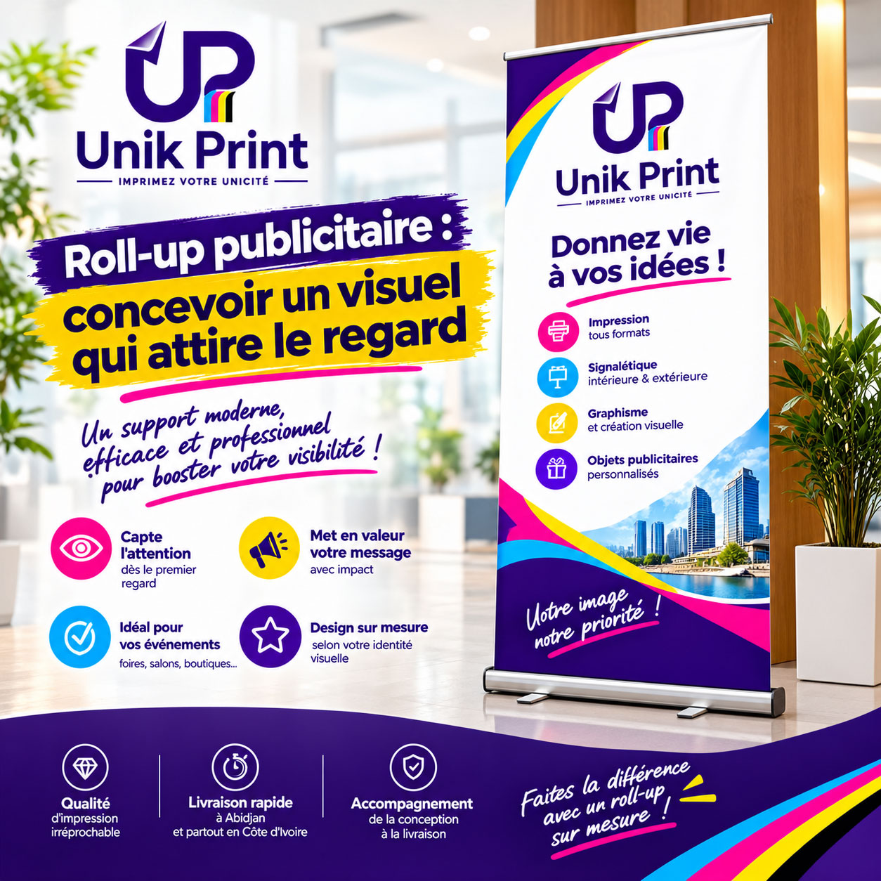 Roll-up publicitaire : concevoir un visuel qui attire le regard
