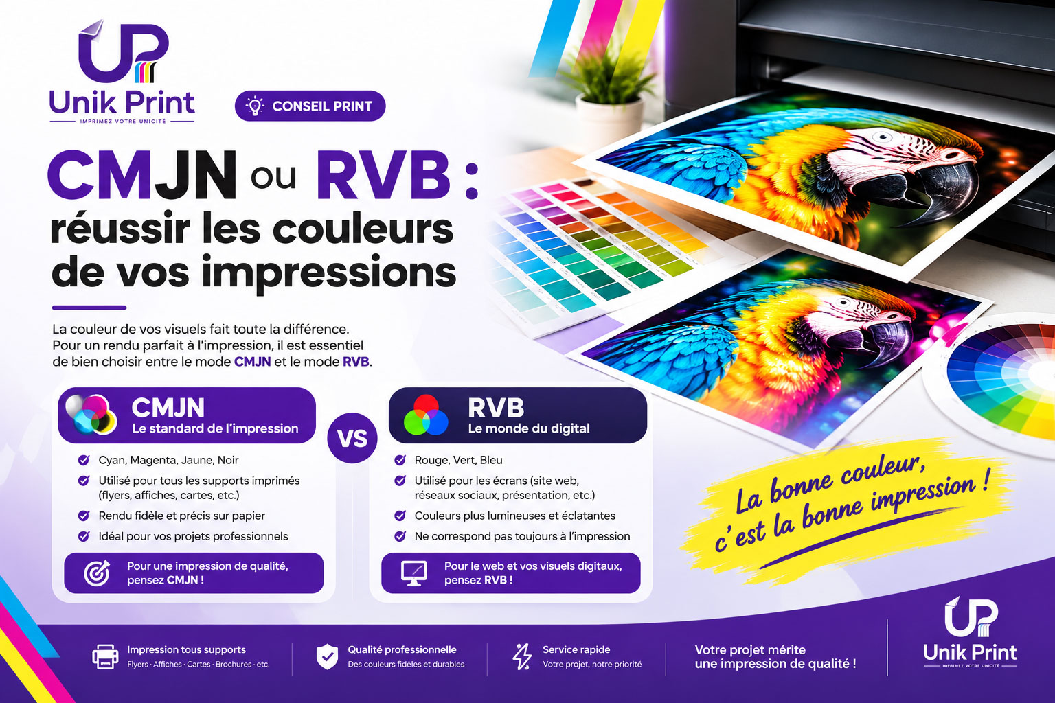 CMJN ou RVB : réussir les couleurs de vos impressions