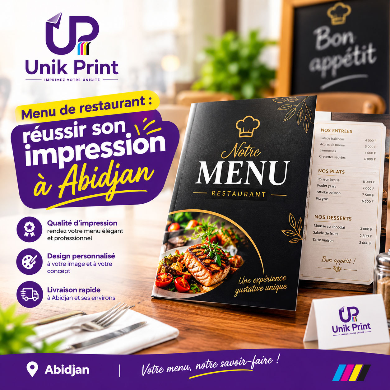 Menu de restaurant : réussir son impression à Abidjan