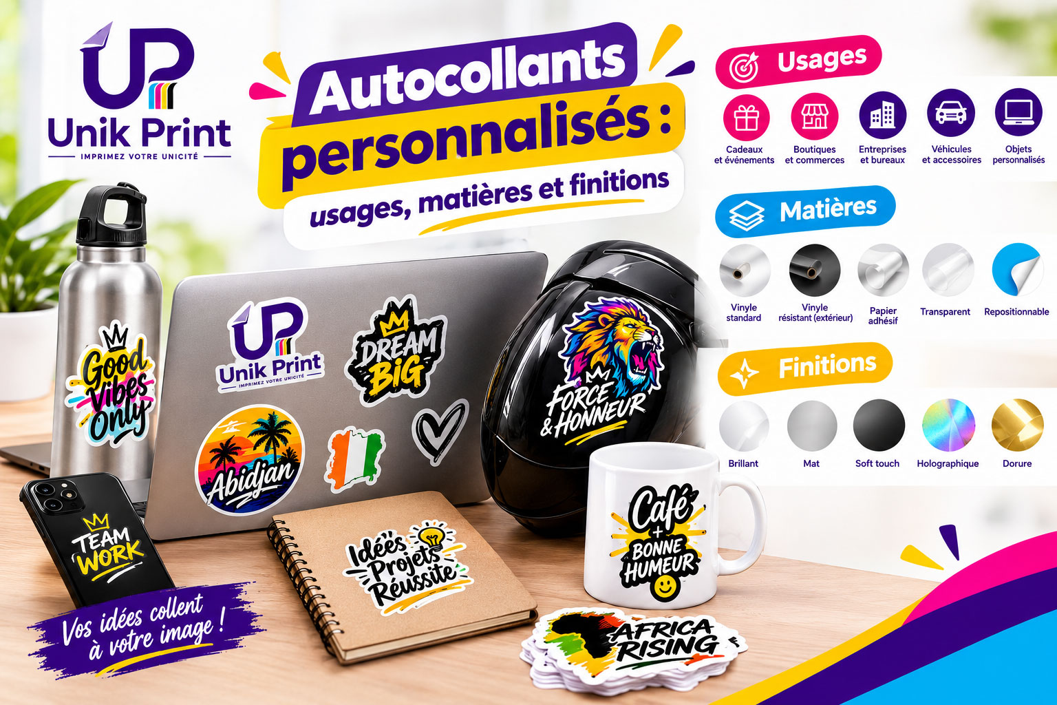 Autocollants personnalisés : usages, matières et finitions