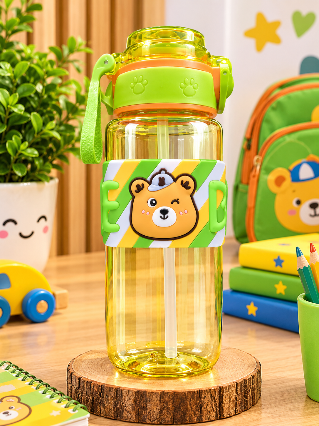 MG-005 - Gourde Enfant Personnalisable avec Photo – Jaune & Vert